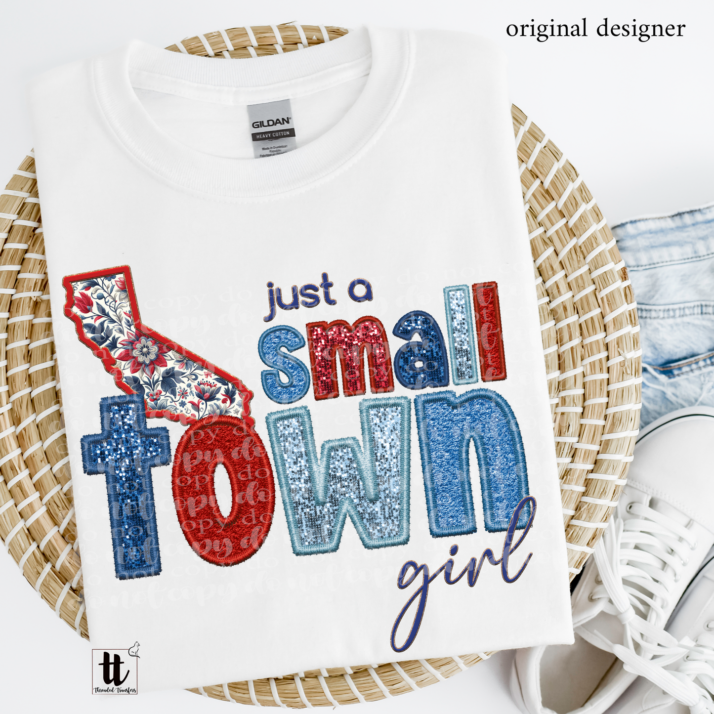 California Small Town **EXCLUSIVE** Faux Embroidery, Chenille, & Sparkles DTF & Sublimation Transfer