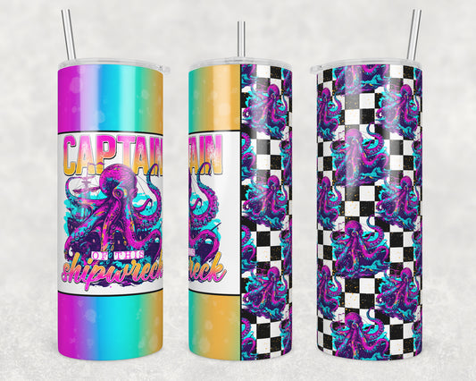 Captain of the Shipwreck (matches shirt) Sublimation Transfer Tumbler Wrap 20oz (read description)