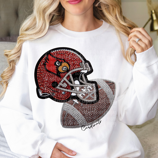 Cardinals UL Helmet Faux Rhinestone & Faux Embroidery DTF & Sublimation Transfer