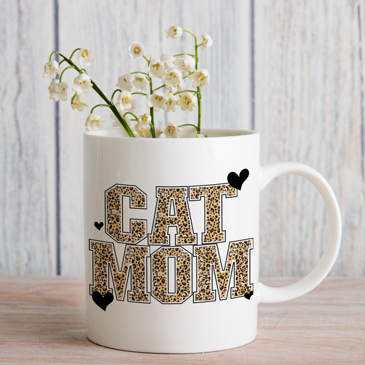 Cat Mom Cheetah Print (matches shirt) UV DTF Transfer