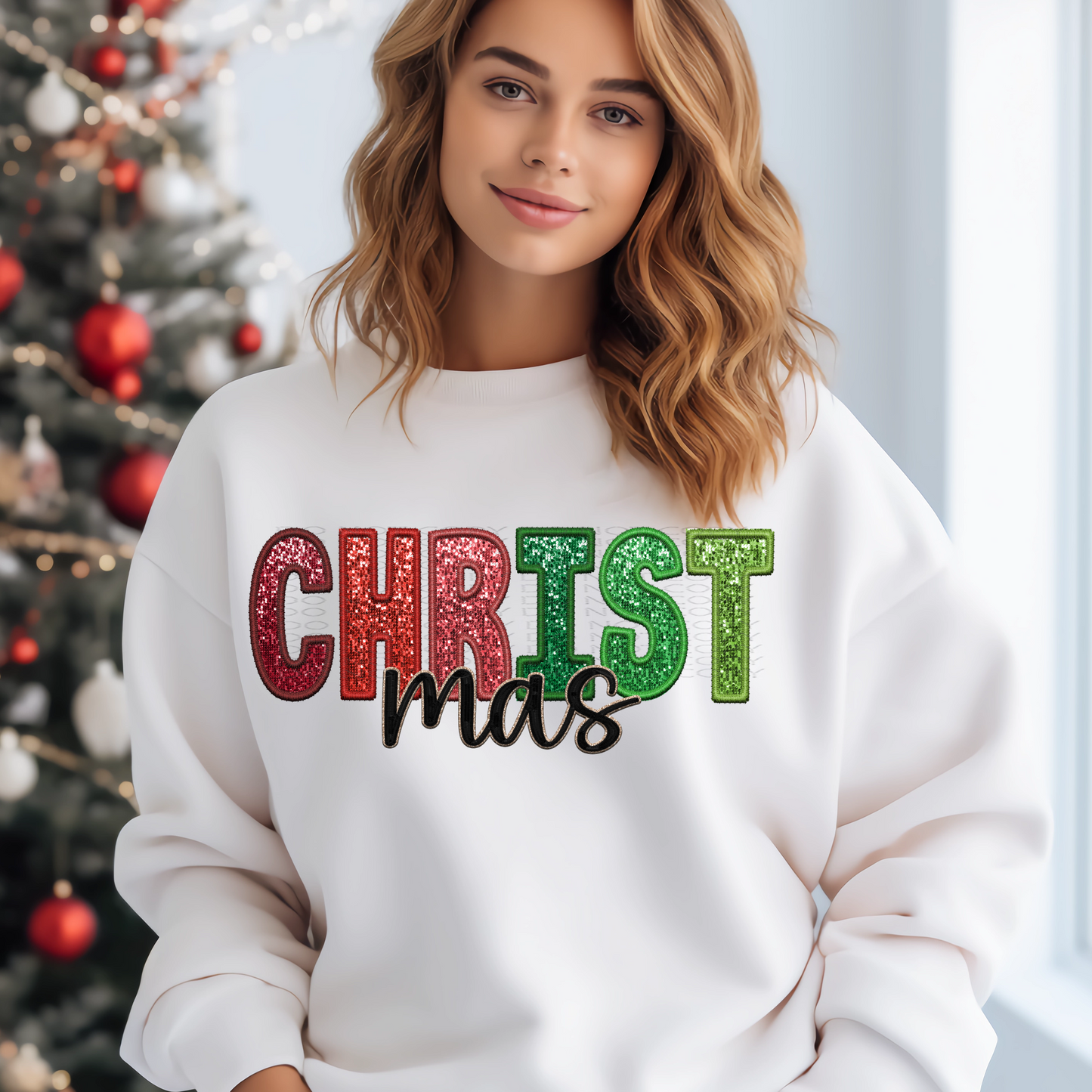 Christ-Mas Faux Embroidery and Sparkles **EXCLUSIVE** DTF & Sublimation Transfer