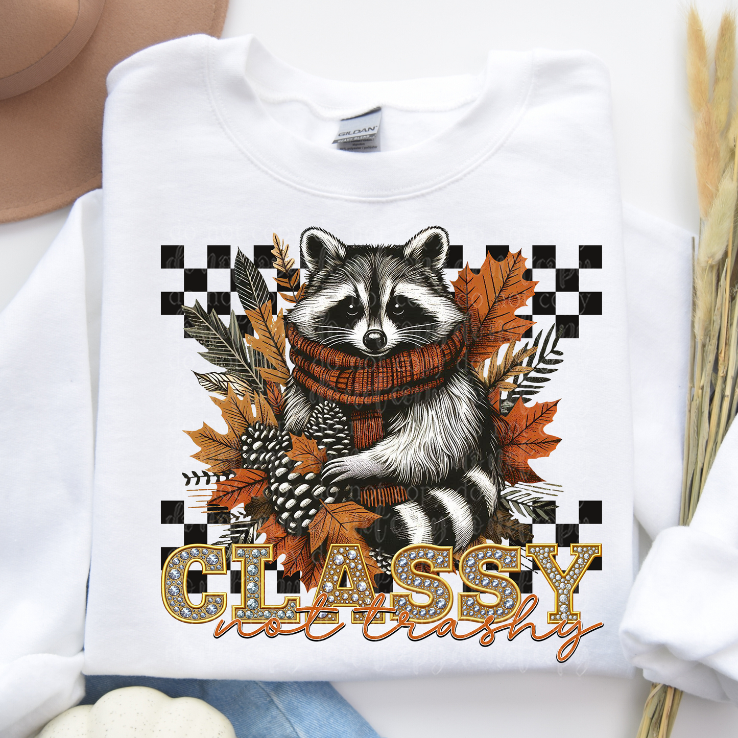 Classy Not Trashy Faux Rhinestone and Faux Embroidery DTF & Sublimation Transfer