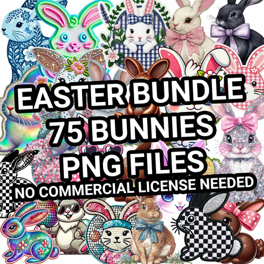 Easter Bunny Clipart PNG Bundle Digital Download (PNG Format - no product shipped)