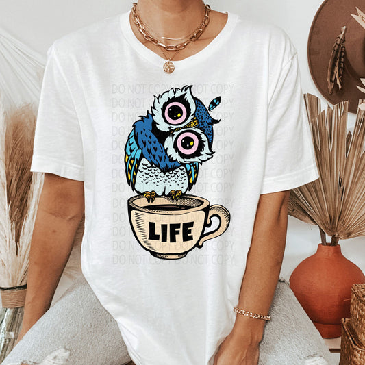 Coffee Life Owl DTF & Sublimation Transfer