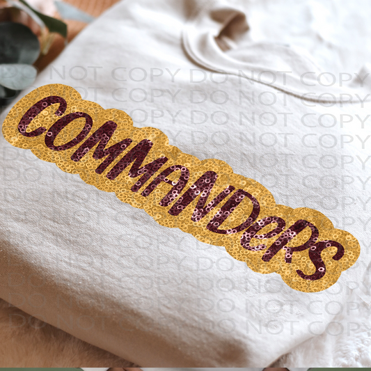 Faux Sparkles Commanders  DTF & Sublimation Transfer