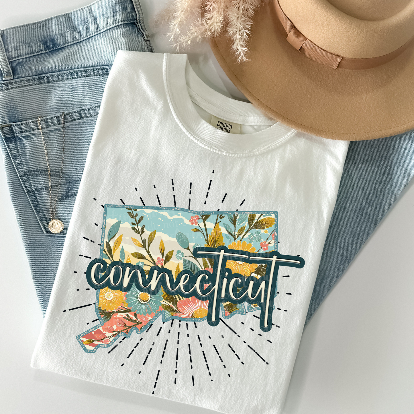 Connecticut Retro Floral DTF & Sublimation Transfer