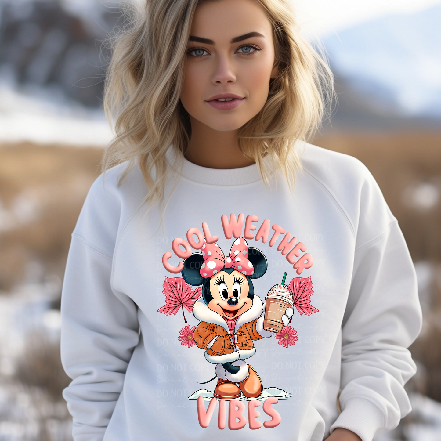 Cool Weather Vibes Girl Mouse DTF & Sublimation Transfer