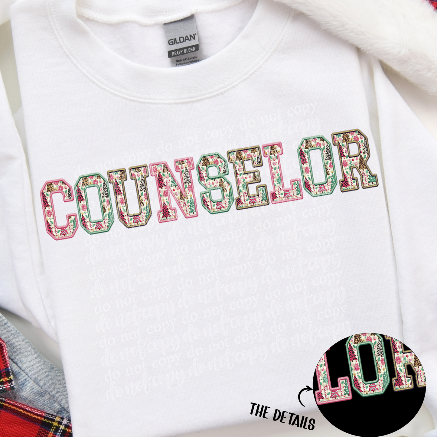 Counselor Christmas Fun Faux Embroidery DTF & Sublimation Transfer