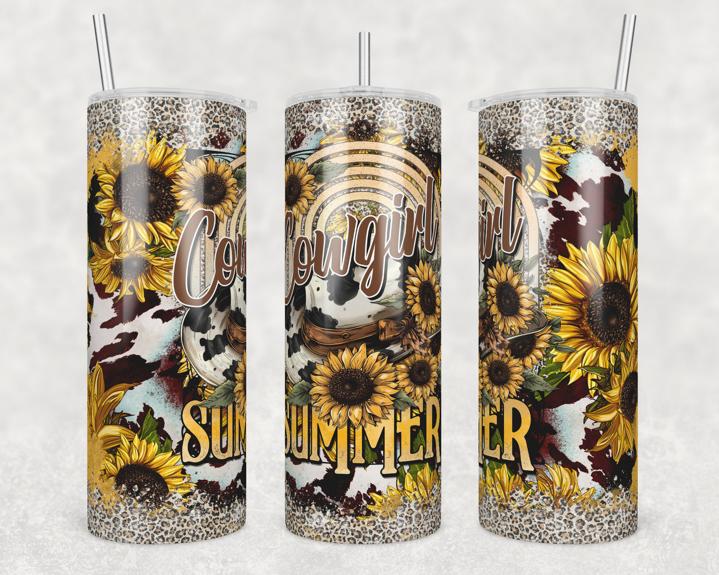 Cowgirl Summer (matches shirt) Sublimation Transfer Tumbler Wrap 20oz (read description)