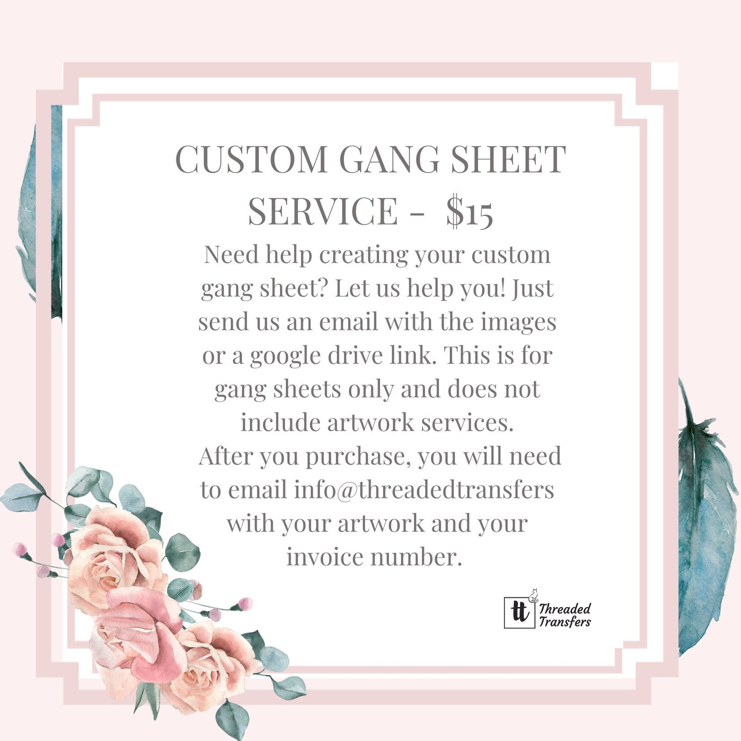 Custom Gang Sheet DTF Transfers (Upload Your Own Gang Sheet) TAT 3-5 business days