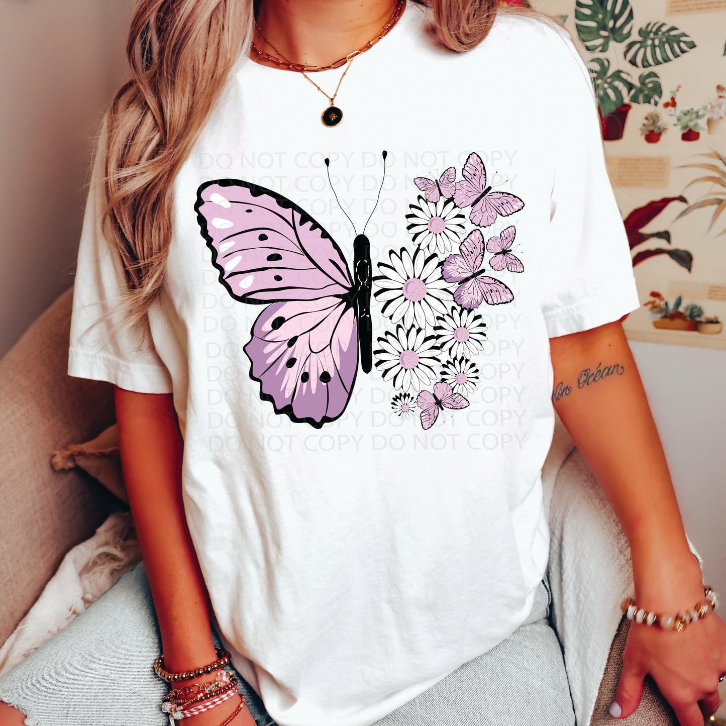Pink Daisy Butterfly DTF & Sublimation Transfer