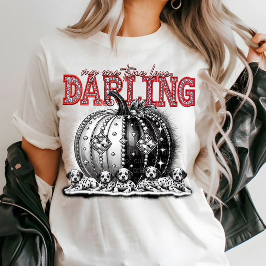 Darling Fairytale Pumpkin Faux Rhinestone & Faux Embroidery DTF & Sublimation Transfer