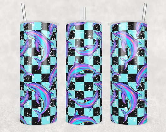 Dolphin Waves Sublimation Transfer Tumbler Wrap 20oz (read description)