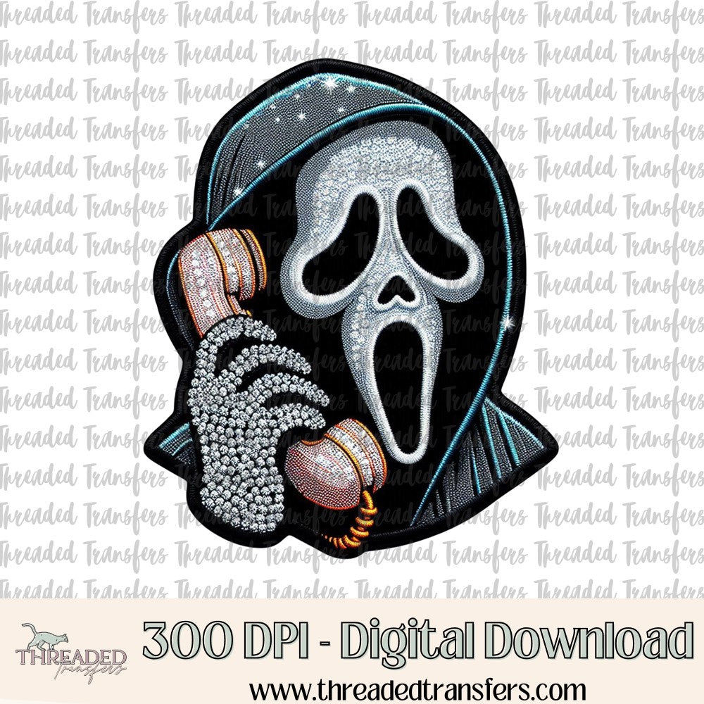 Don't Hang Up Faux Rhinestone & Faux Embroidery Digital Design Download (PNG Format - no product shipped)