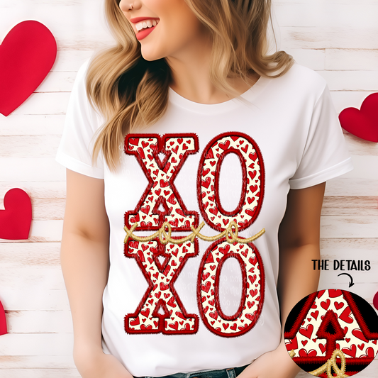 Doodle Heart XOXO Faux Embroidery DTF & Sublimation Transfer