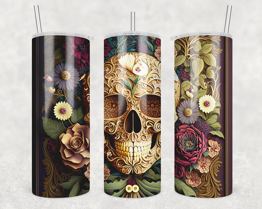 3D Embellished Skull Sublimation Transfer Tumbler Wrap 20oz (read description)