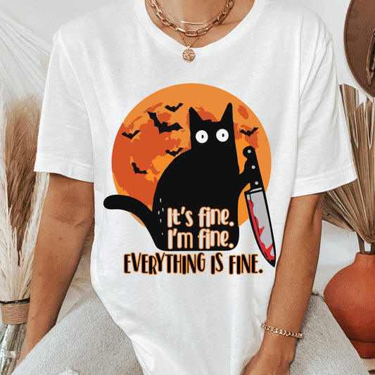 Everything is Fine Cat DTF & Sublimation Transfer (read description) **EXCLUSIVE**