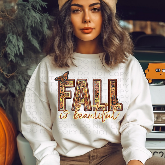 Fall is Beautiful Faux Embroidery DTF & Sublimation Transfer