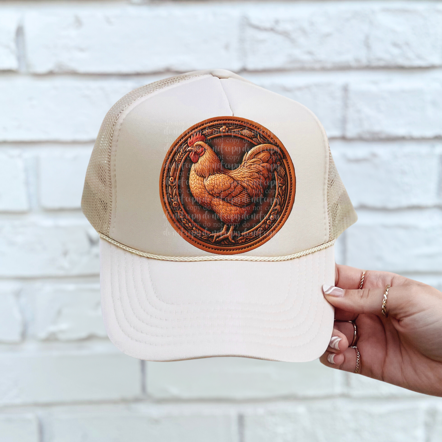 Farm Chicken Faux Leather Hat *EXCLUSIVE* DTF & Sublimation Transfer