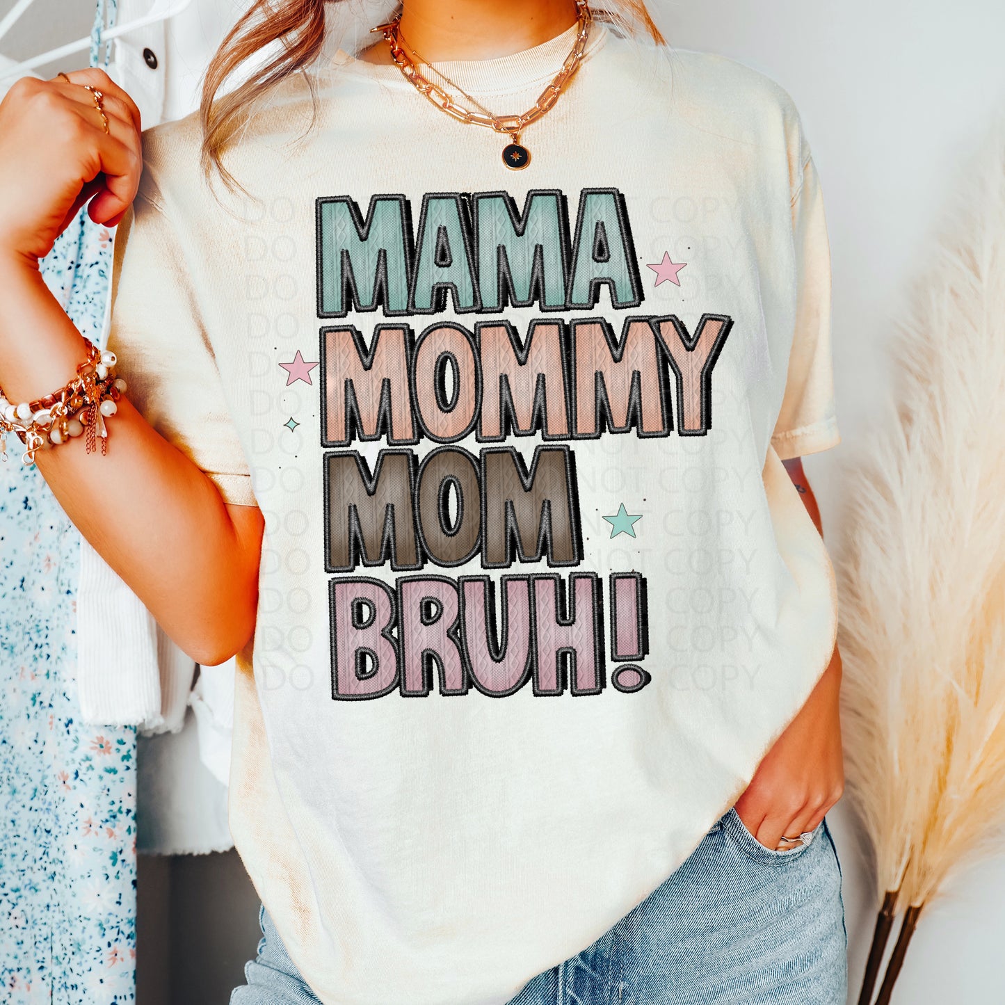 Mama Bruh Faux Embroidery DTF & Sublimation Transfer