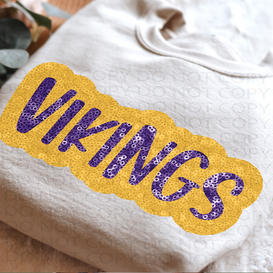 Faux Sparkles Vikings  DTF & Sublimation Transfer