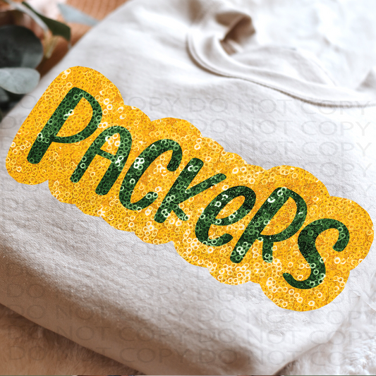 Faux Sparkles Packers DTF & Sublimation Transfer