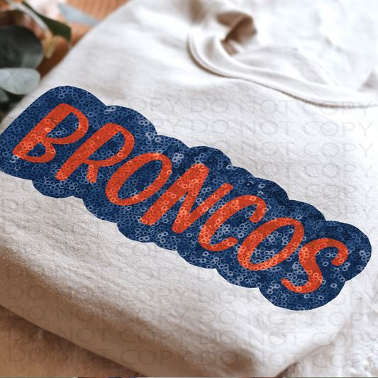 Faux Sparkles Broncos DTF & Sublimation Transfer