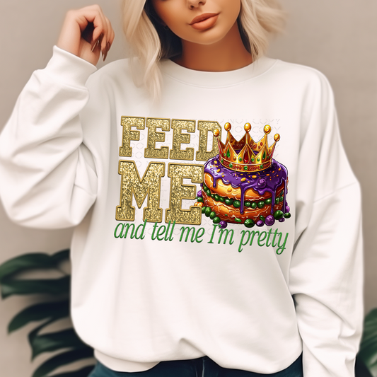 Feed Me King Cake Faux Embroidery and Sparkle *EXCLUSIVE* DTF & Sublimation Transfer