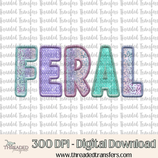 Feral Animalistic Faux Diamond Stud & Faux Embroidery Digital Design Download (PNG Format - no product shipped)