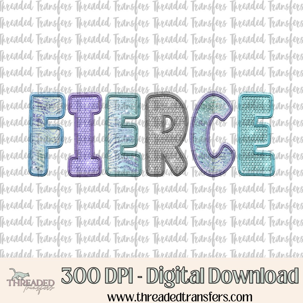 Fierce Animalistic Faux Diamond Stud & Faux Embroidery Digital Design Download (PNG Format - no product shipped)