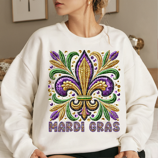 Fleur De Lis Faux Embroidery DTF & Sublimation Transfer