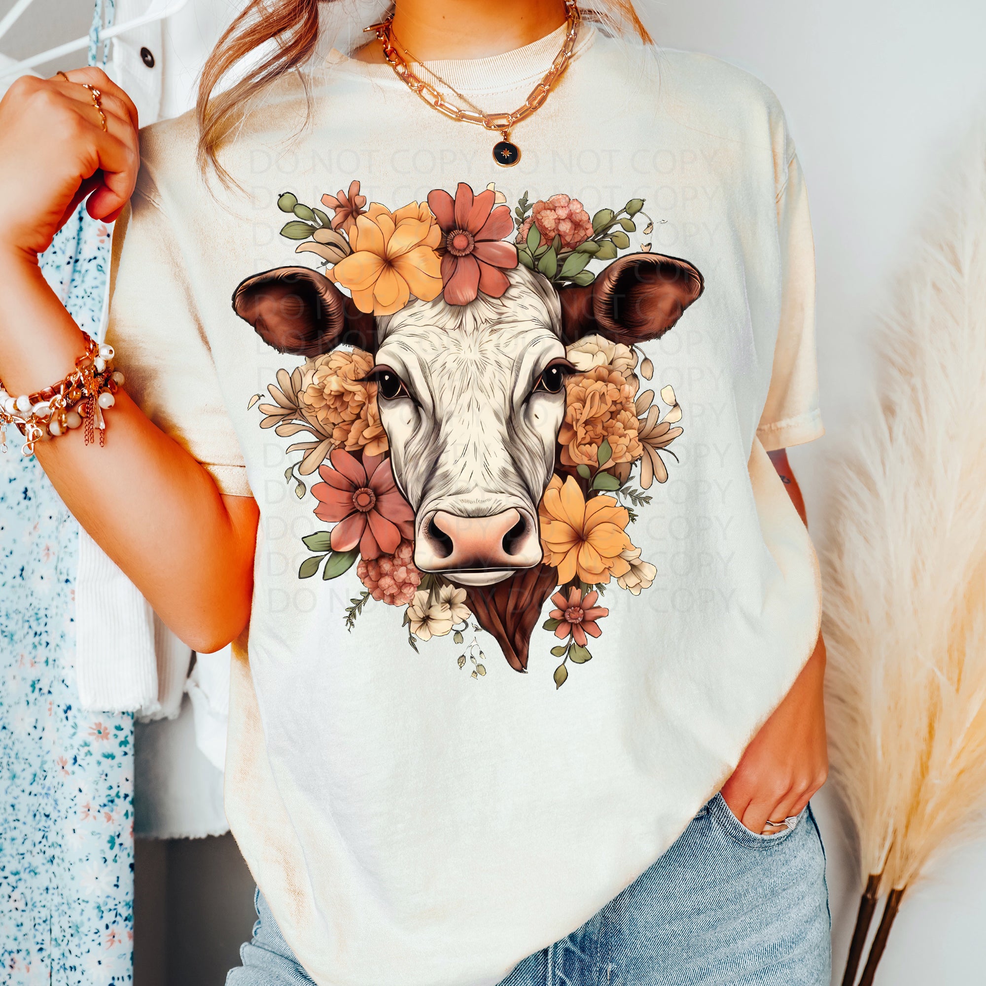 Floral Cow DTF & Sublimation Transfer – Threaded Transfers