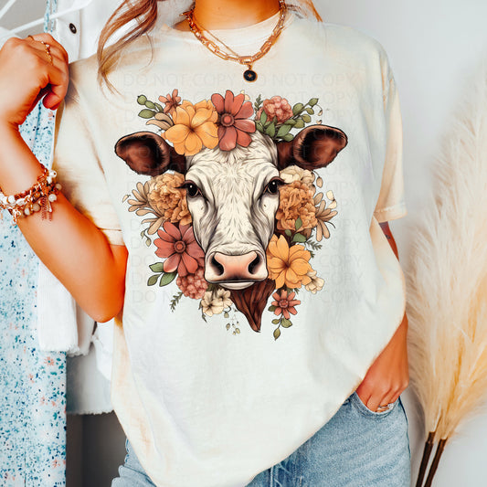 Floral Cow DTF & Sublimation Transfer