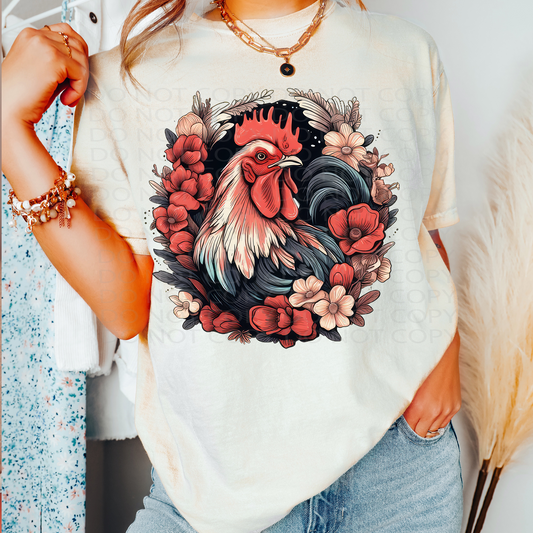 Floral Rooster DTF & Sublimation Transfer