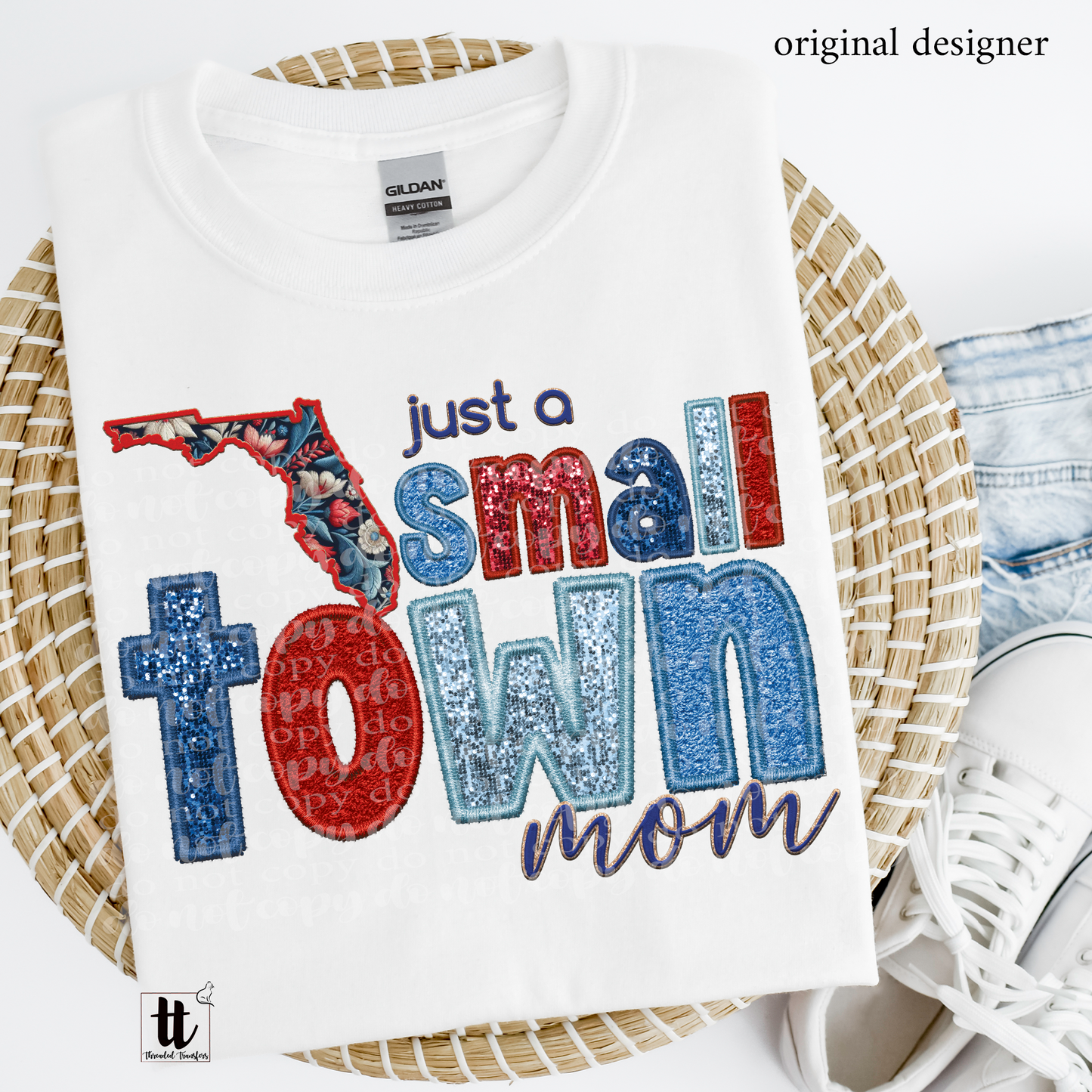 Florida Small Town **EXCLUSIVE** Faux Embroidery, Chenille, & Sparkles DTF & Sublimation Transfer