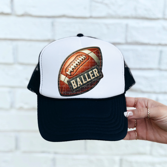 Football Baller Faux Leather Hat *EXCLUSIVE* DTF & Sublimation Transfer