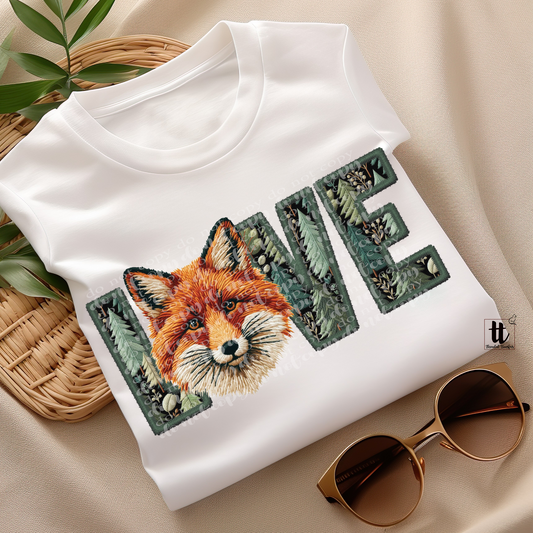 Fox Love **EXCLUSIVE** Faux Embroidery DTF & Sublimation Transfer