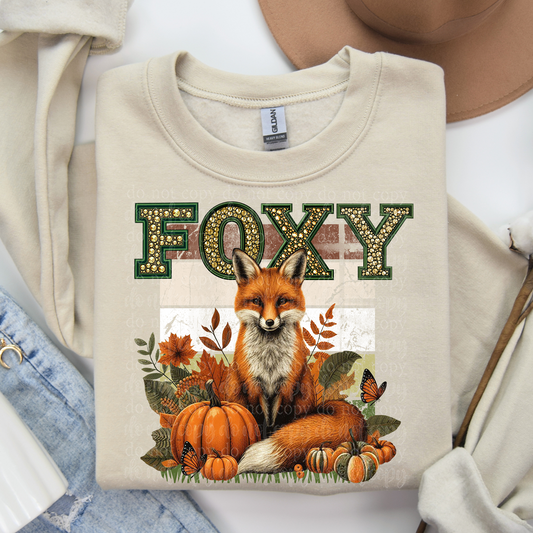 Foxy Faux Rhinestone and Faux Embroidery DTF & Sublimation Transfer