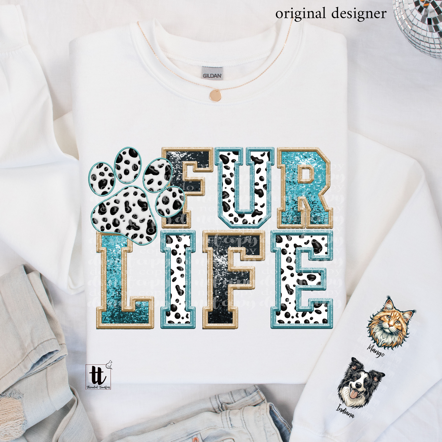 Fur Life **EXCLUSIVE** Faux Embroidery andSparkles DTF & Sublimation Transfer