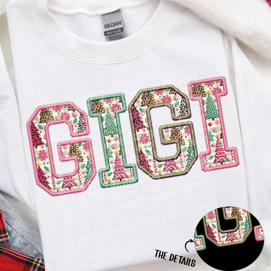 Gigi Christmas Fun Faux Embroidery DTF & Sublimation Transfer