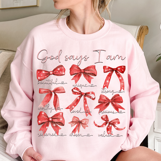 God Says I Am Coquette Bows DTF & Sublimation Transfer