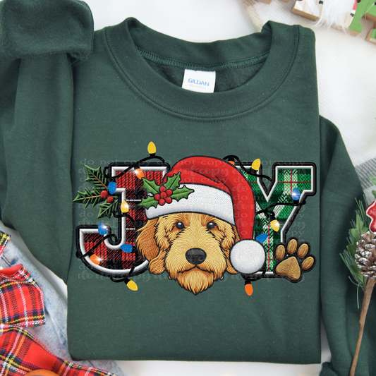 Golden Doodle Joy Faux Embroidery DTF & Sublimation Transfer