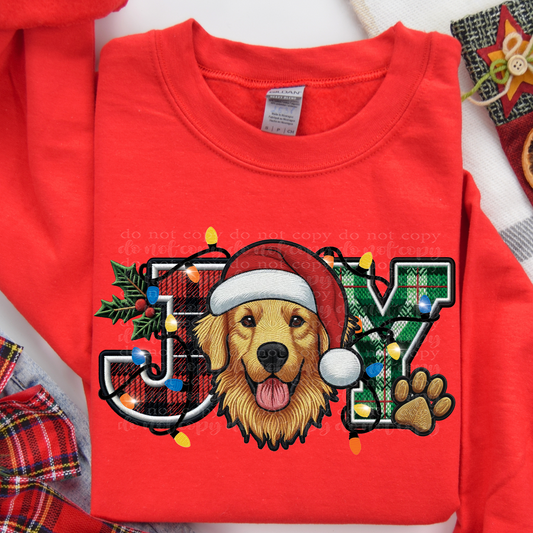 Golden Retriever Joy Faux Embroidery DTF & Sublimation Transfer