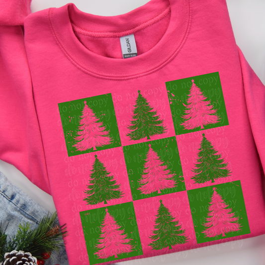 Grunge Checker Christmas Tree DTF & Sublimation Transfer