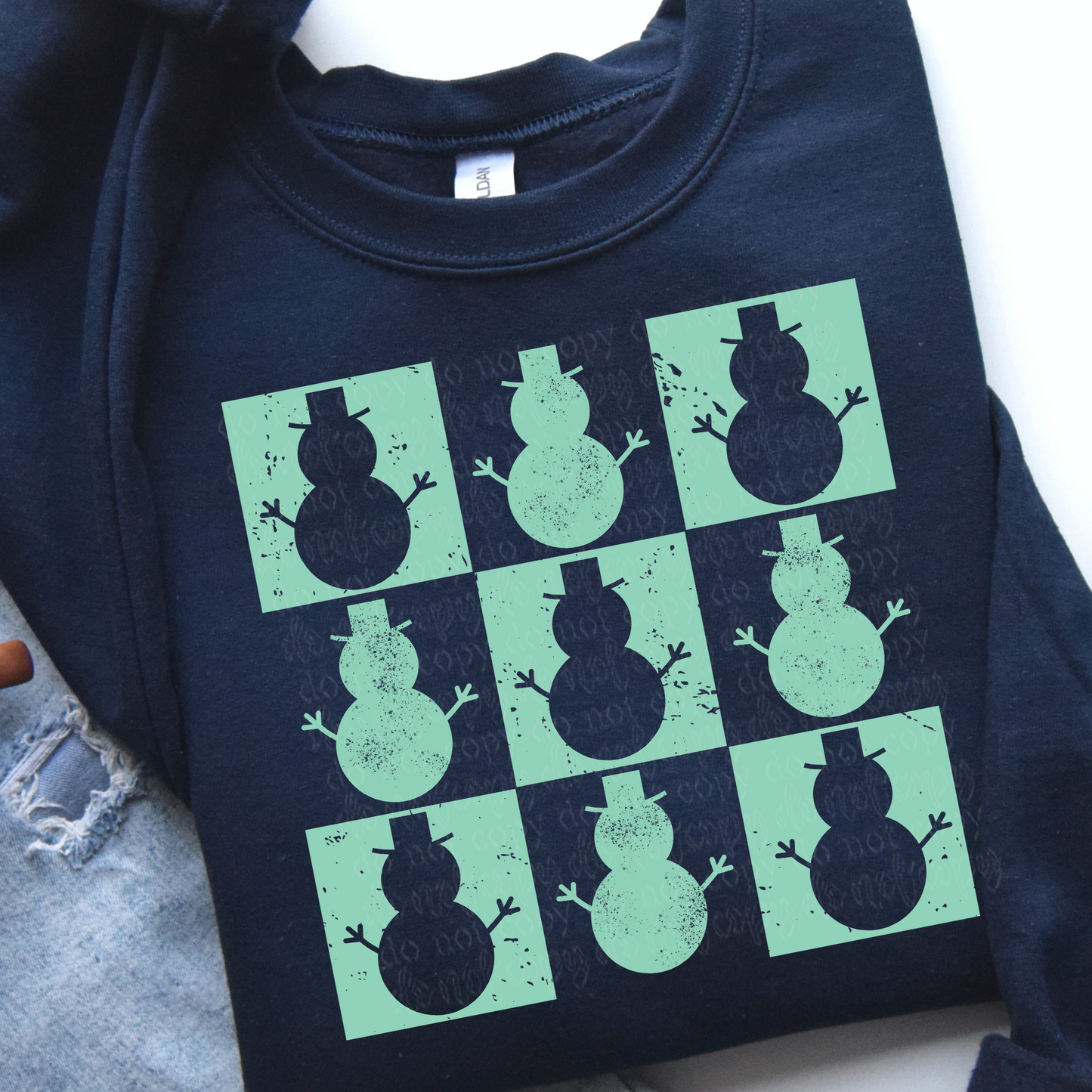 Grunge Checker Snowman DTF & Sublimation Transfer