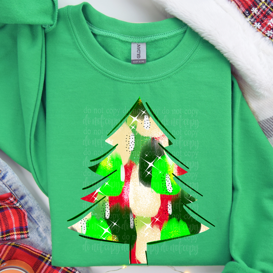 Hand Painted Christmas Tree DTF & Sublimation Transfer