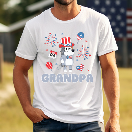 Happy 4th B Dog Grandpa DTF & Sublimation Transfer