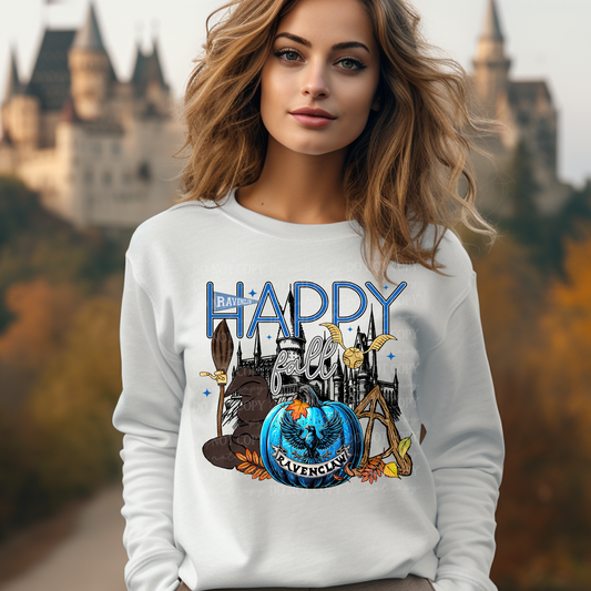 Happy Fall Blue House DTF & Sublimation Transfer