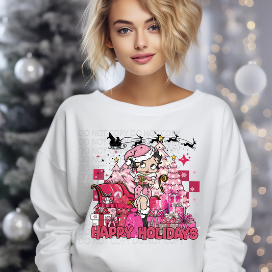 Happy Holidays Boop DTF & Sublimation Transfer