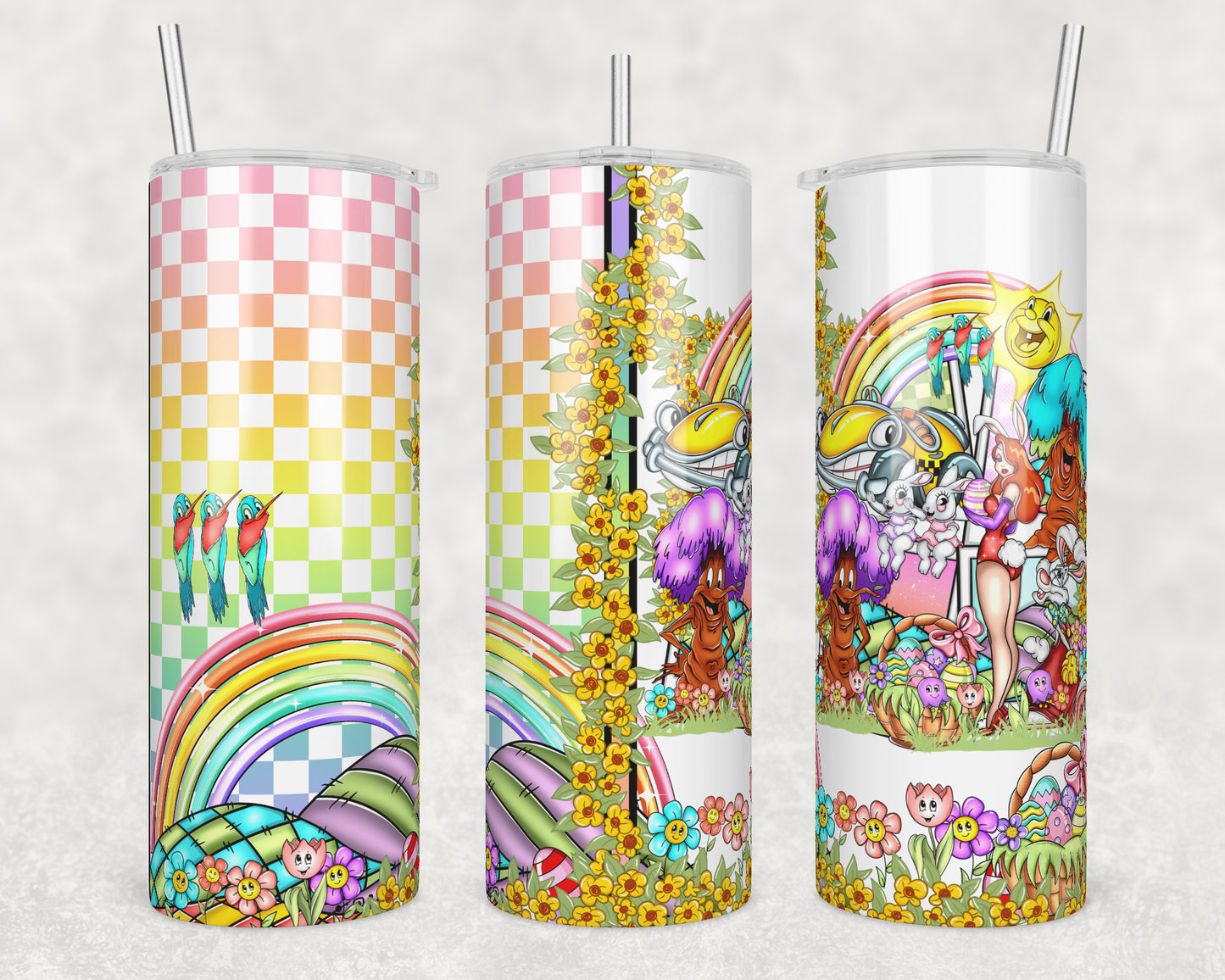 Happy Toon Rabbit Sublimation Transfer Tumbler Wrap 20oz (read description)